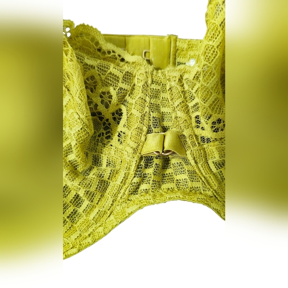 NWT Darjeeling Paris Vibrant Lime yellow green Lace Bra, Size FR 95D (US 36D) – - Picture 5 of 10